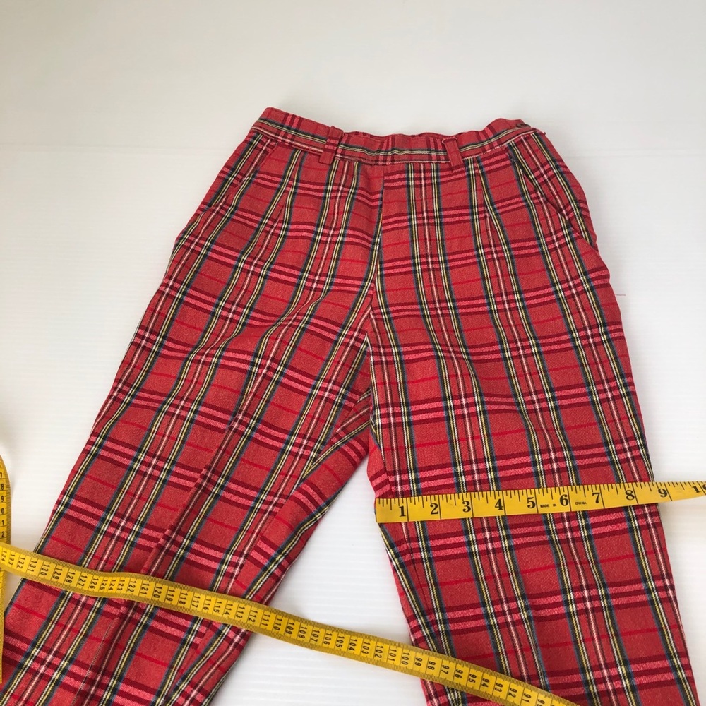 Vintage 90’s Red Plaid Stirrup Pants, 24* - Picture 8 of 12